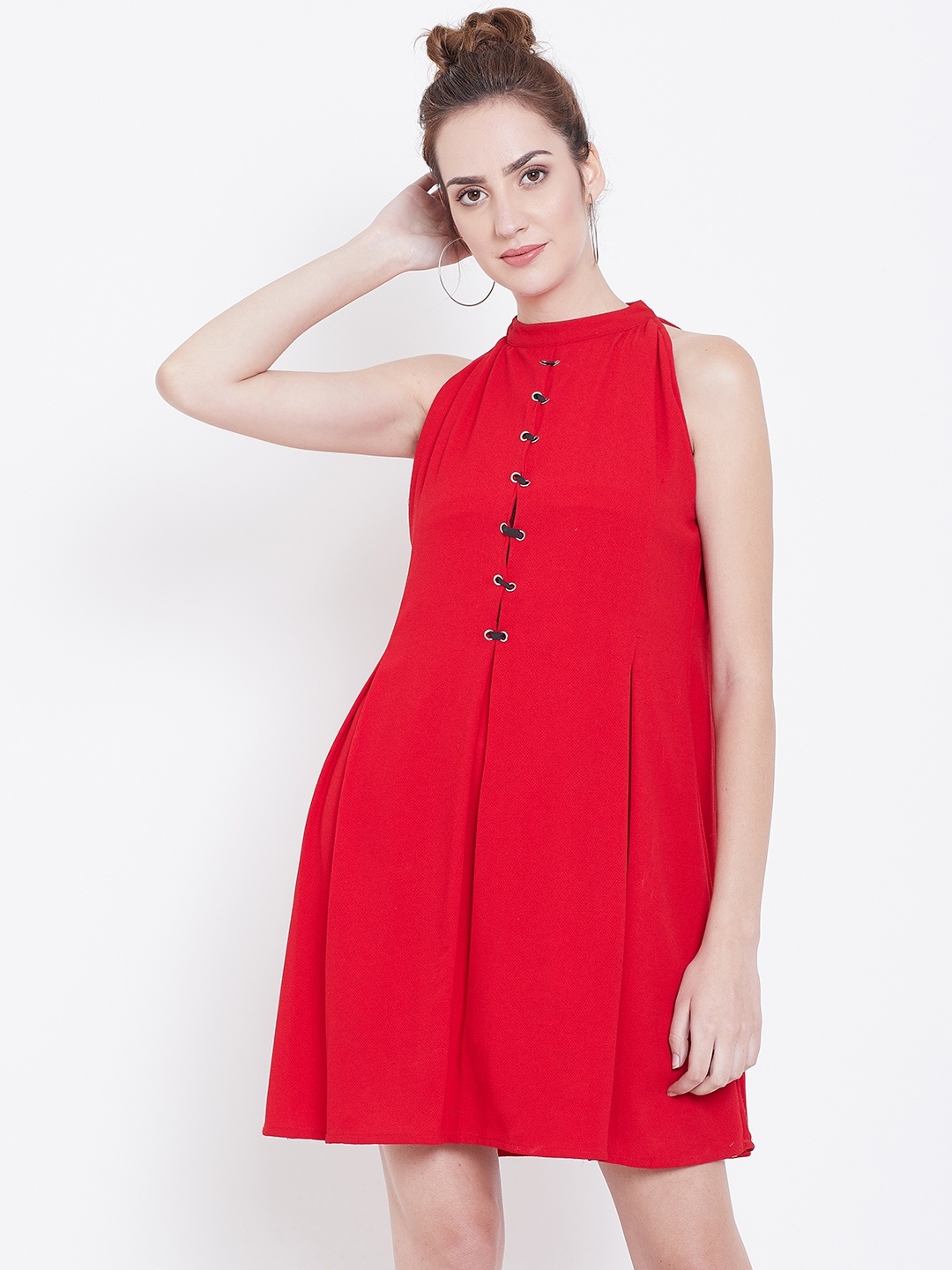 

DODO & MOA Women Red Solid A-Line Dress