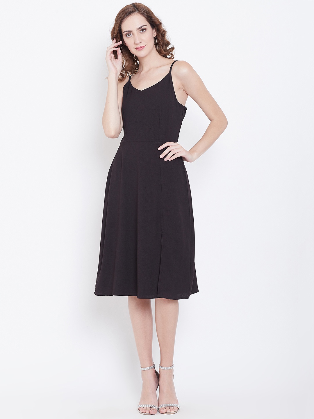 

DODO & MOA Women Black Solid Fit & Flare Dress