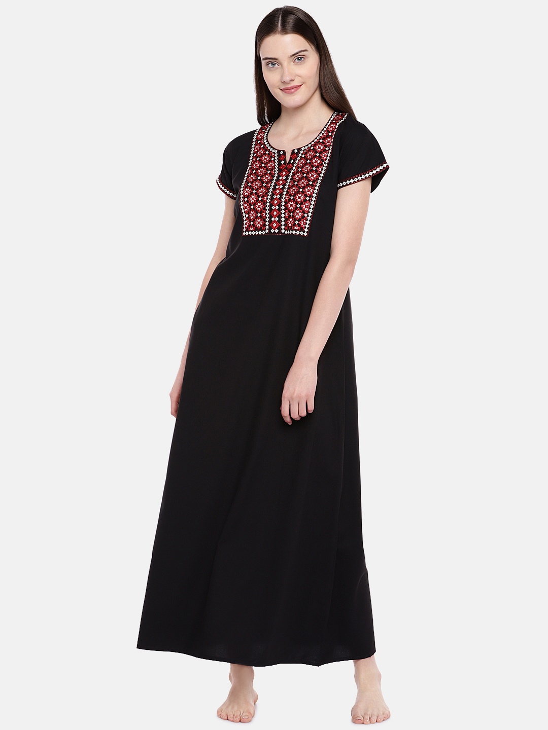 

Sand Dune Black Embroidered Nightdress 6692 Black