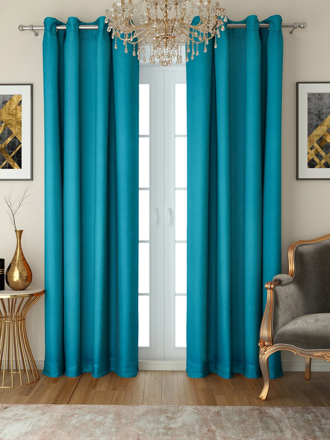 

SWAYAM Blue Set of 2 Long Door Curtains
