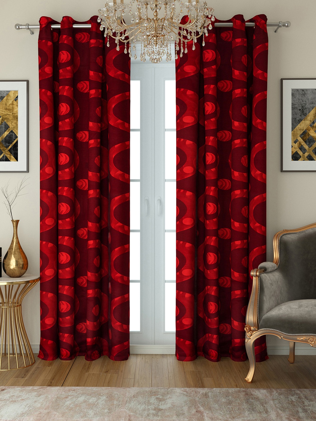 

SWAYAM Set of 2 Long Door Curtains, Rust