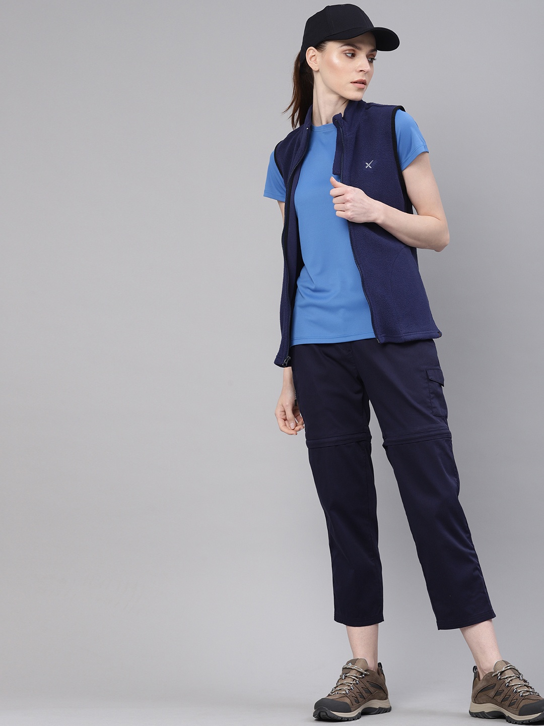 

HRX by Hrithik Roshan Outdoor Women Navy Blue Solid Sporty Sweatshirt