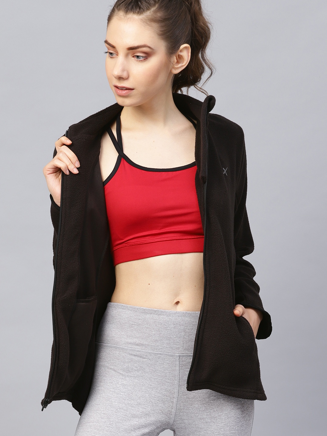 

HRX by Hrithik Roshan Outdoor Women Black Solid Sweatshirt