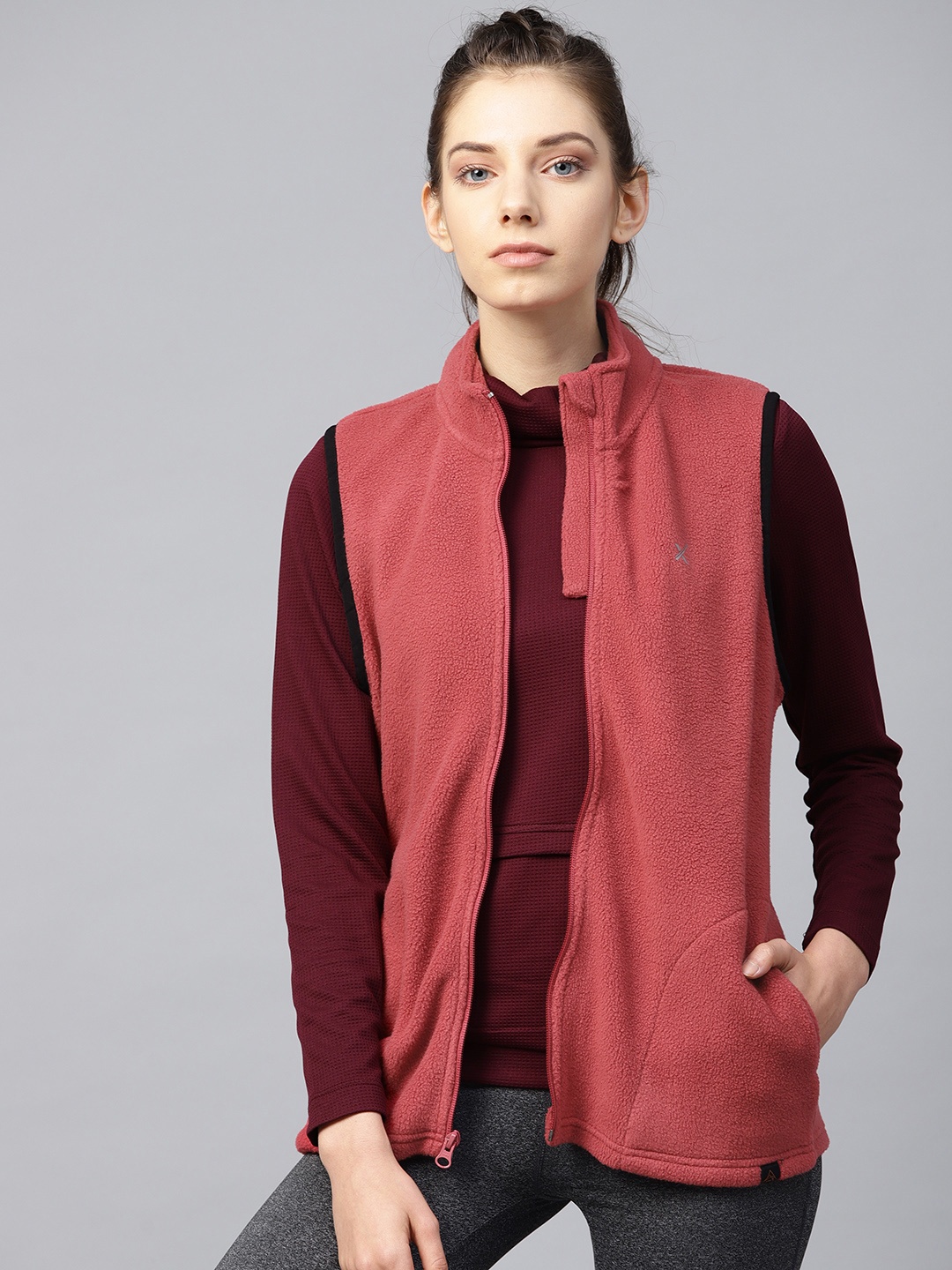 

HRX by Hrithik Roshan Outdoor Women Brick Red Solid Sporty Jacket