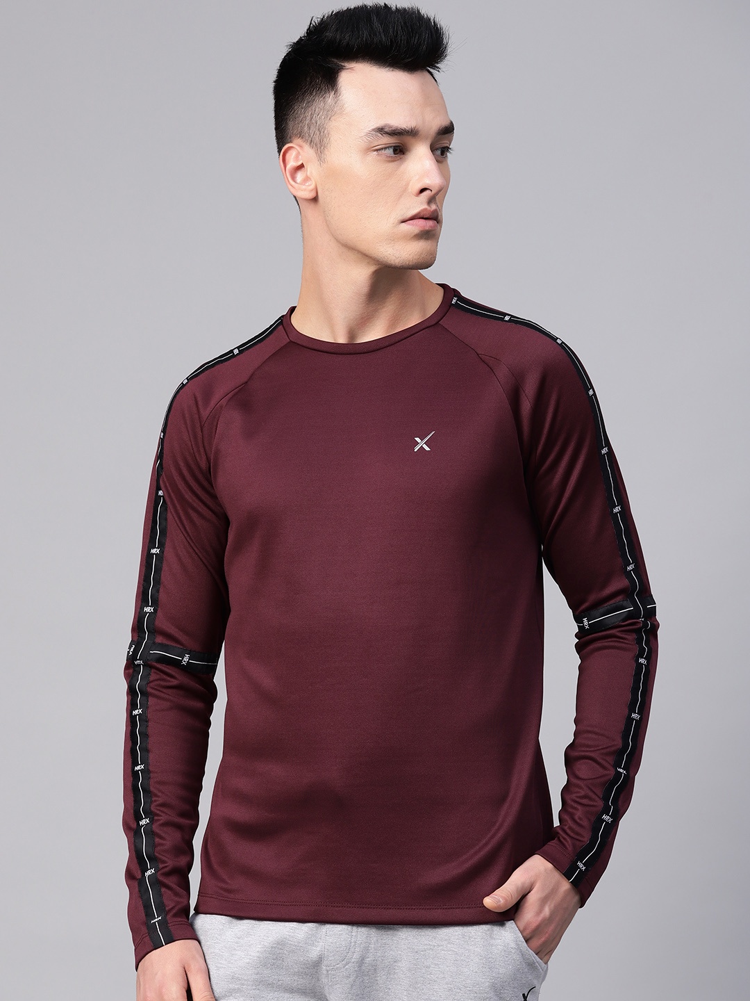 

HRX by Hrithik Roshan Men Burgundy Rapid Dry Solid Sweatshirt