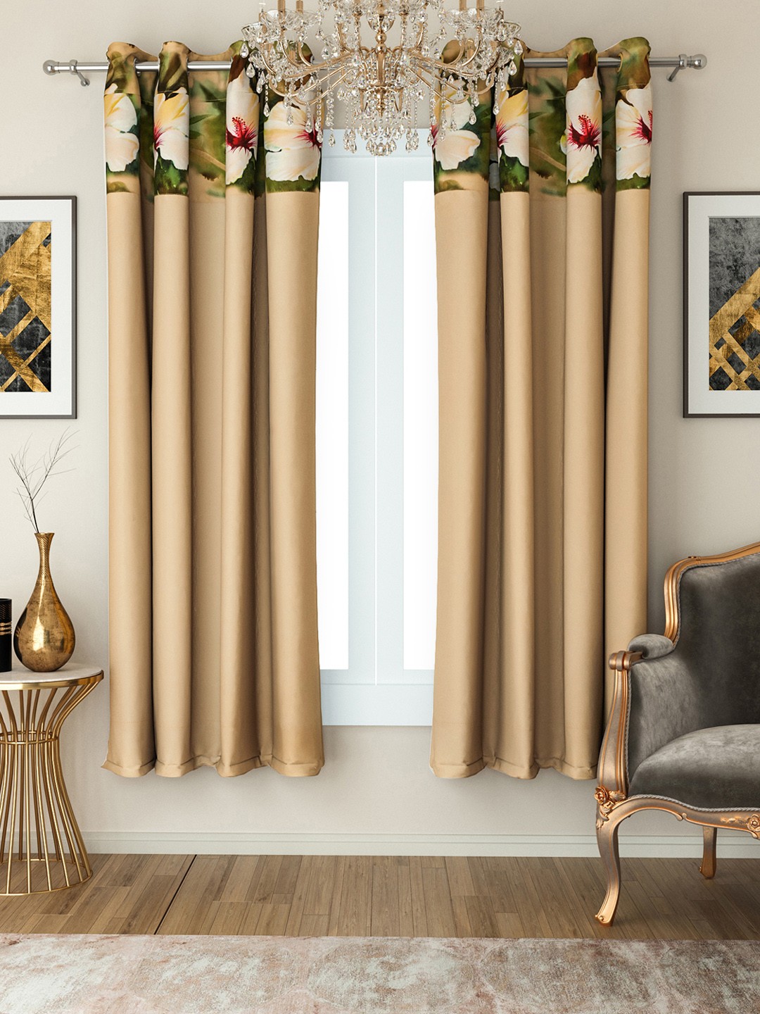

SWAYAM Beige Set of 2 Window Curtains