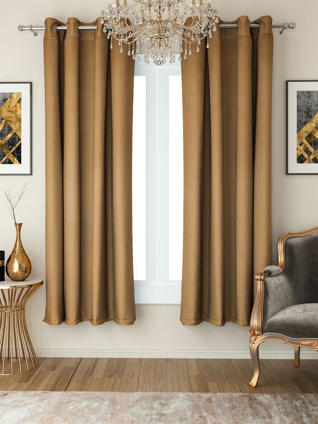 

SWAYAM Beige Set of 2 Window Curtains