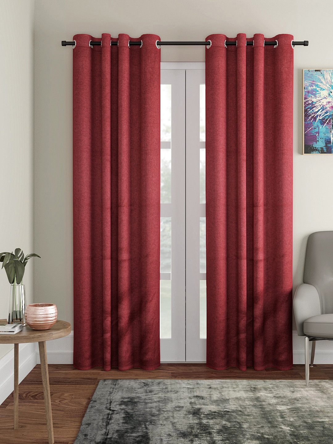 

Soumya Maroon Single Solid Door Curtain