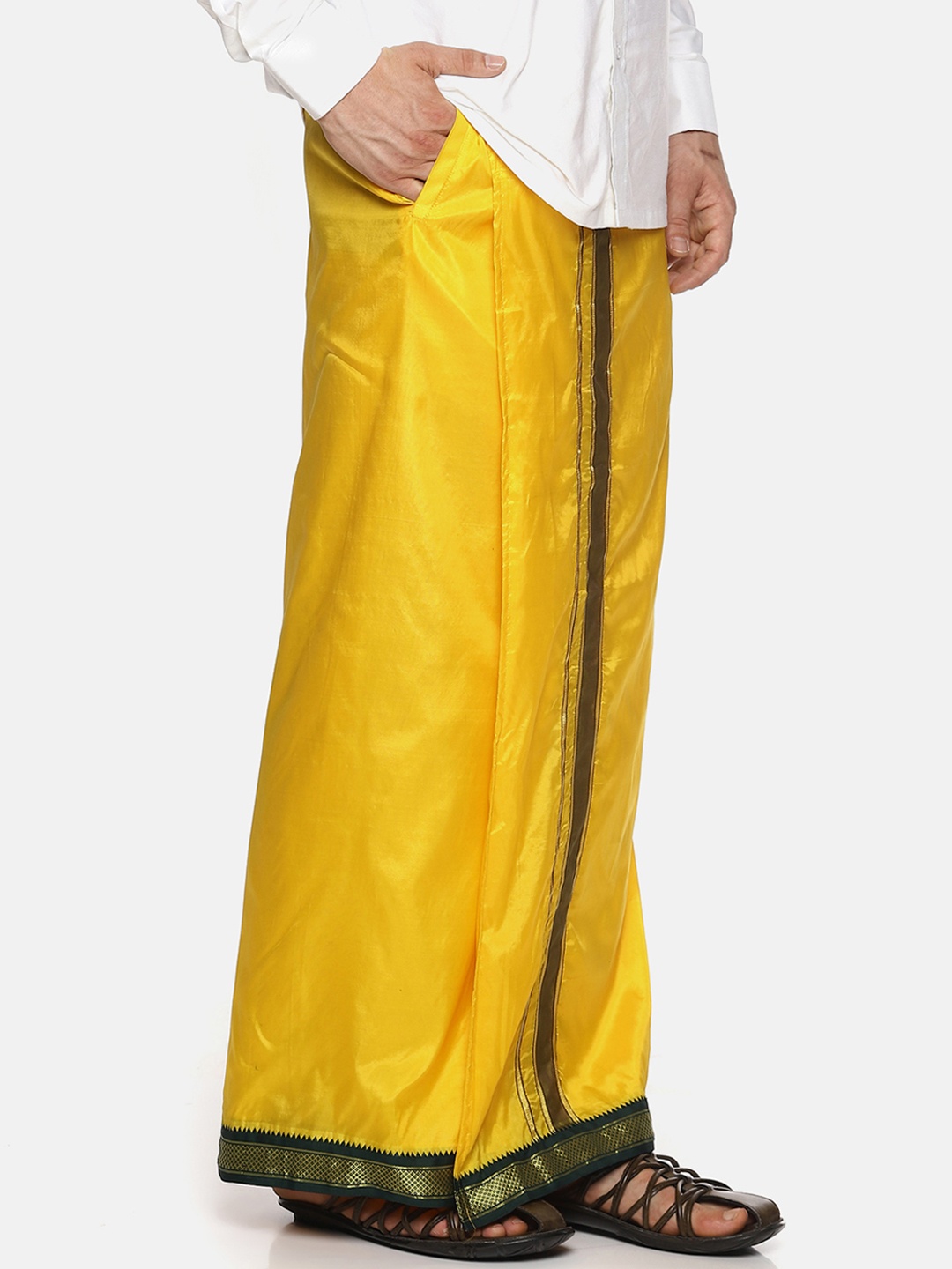 

Sethukrishna Men Mustard Yellow Solid Readymade Dhoti