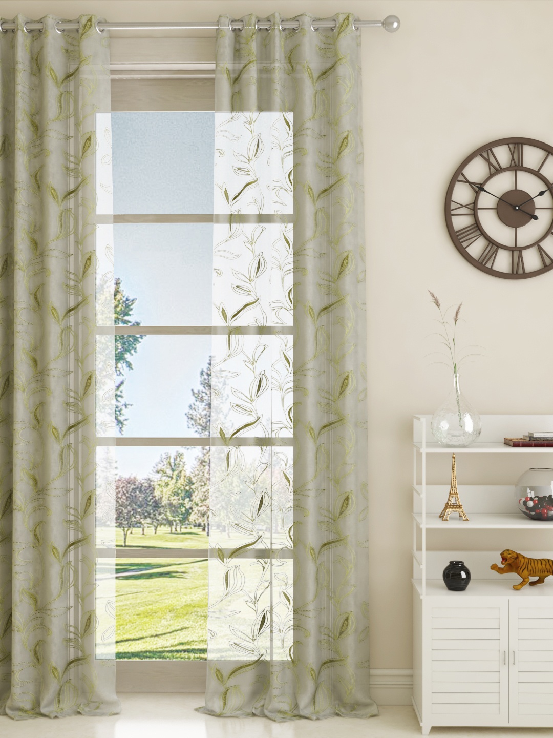 

GM White & Green Single Door Curtain