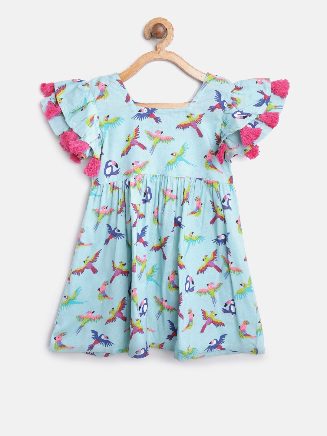 

Kids On Board Girls Navy Blue & Pink Printed Fit and Flare Dress