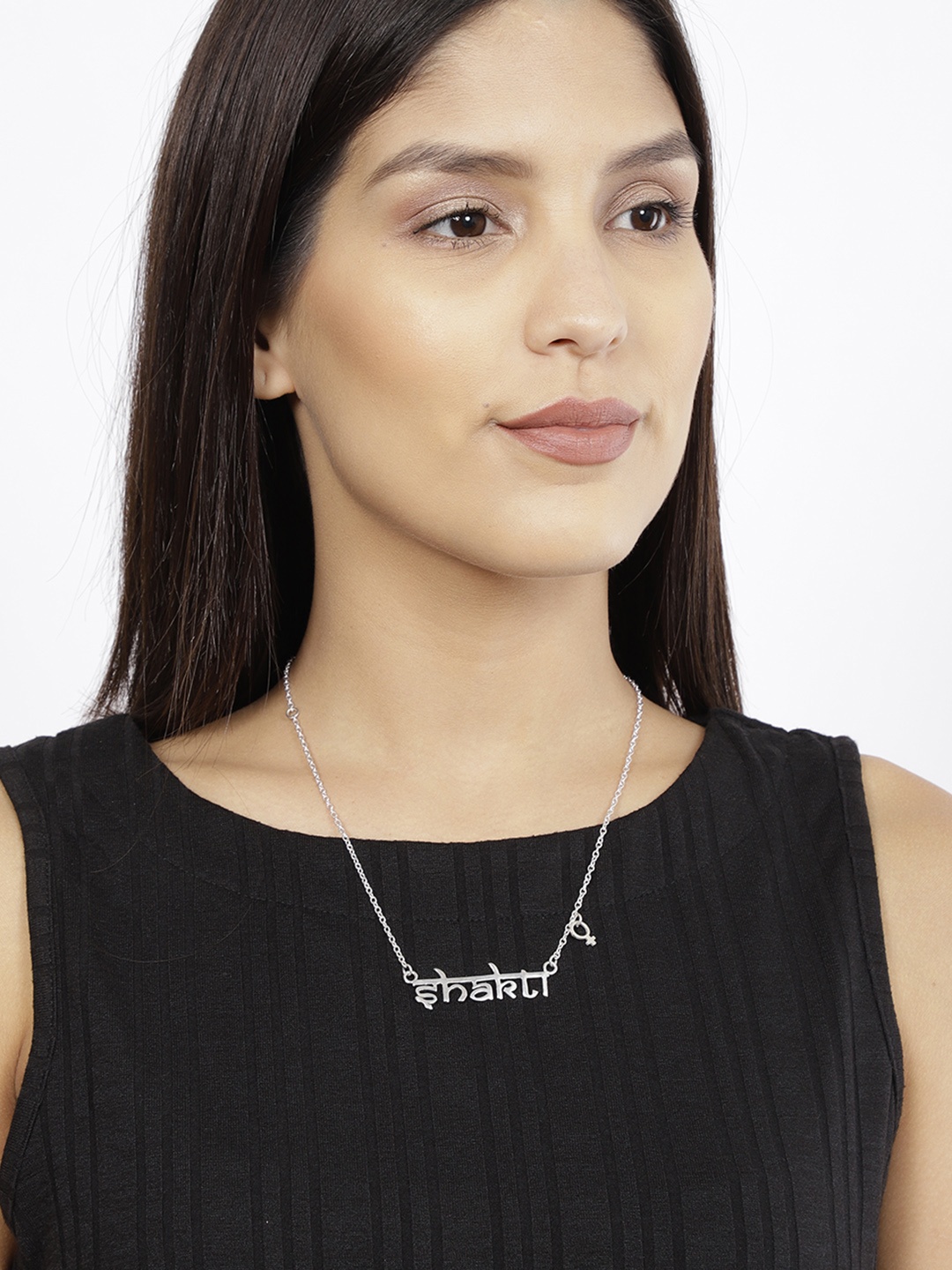 

Ayesha Silver-Toned Shakti Chain Necklace With Girl Charm