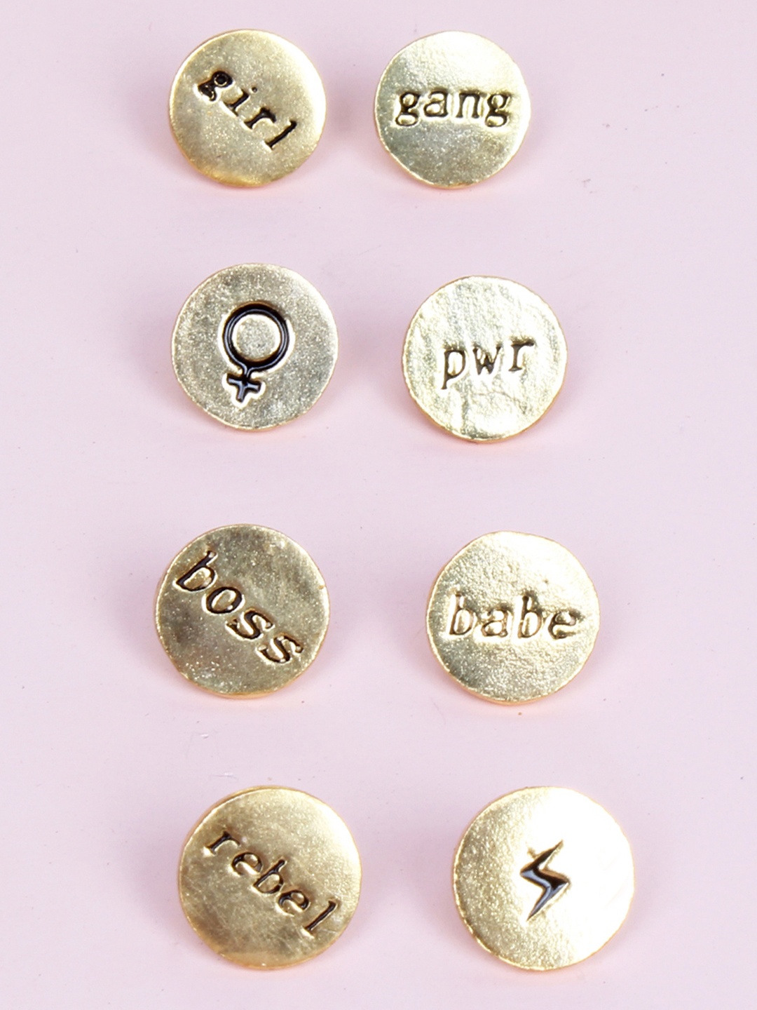 

Ayesha Set Of 4 Quote Stud Earrings, Gold