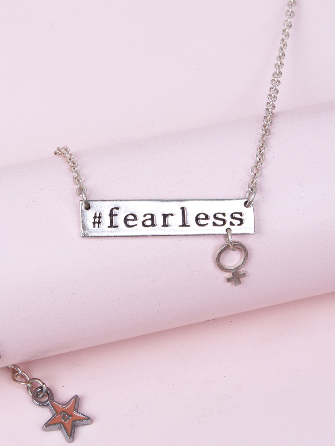 

Ayesha Fearless Girl Power Necklace, Silver