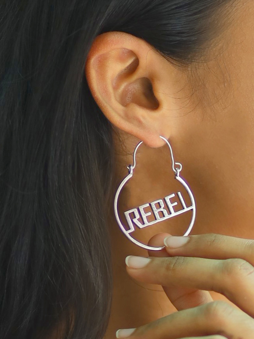 

Ayesha Silver-Toned Rebel Rebel Girl Power Earrings