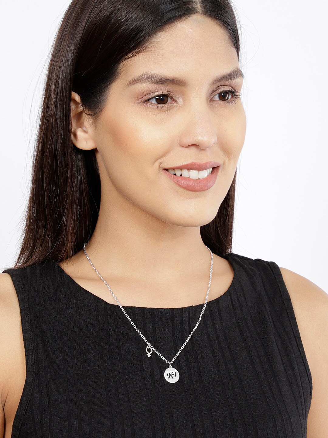 

Ayesha Go Girl Power Necklace, Silver