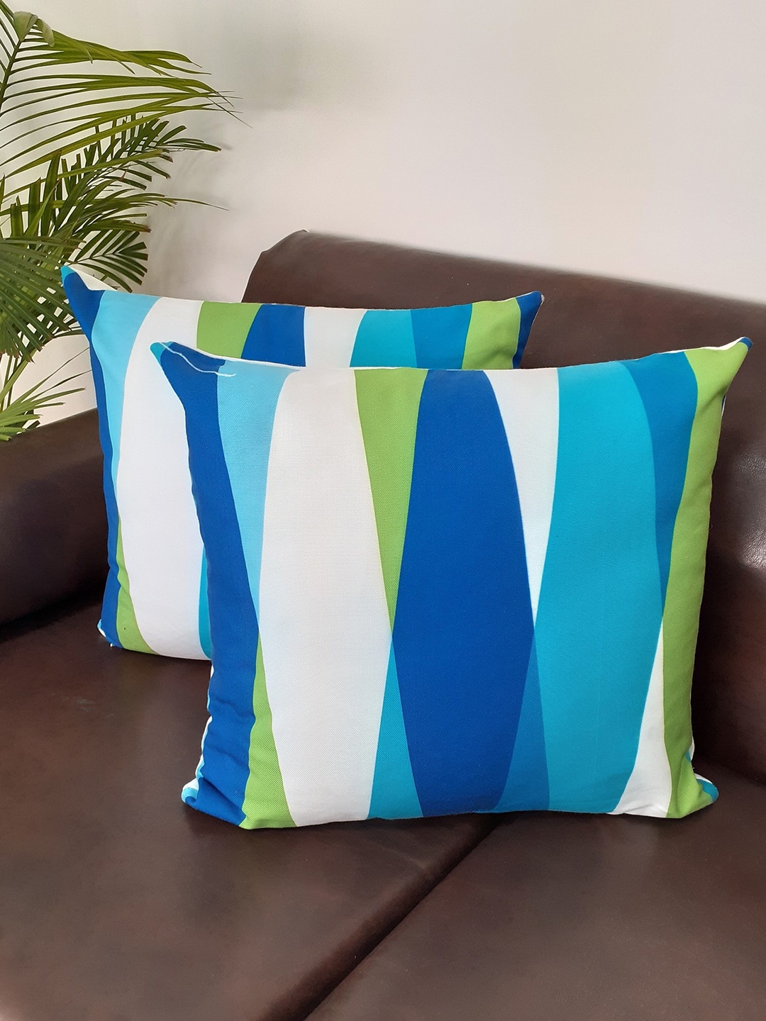 

Avira Home Multicoloured Set of 2 Geometric Square Cushion Covers, Multi