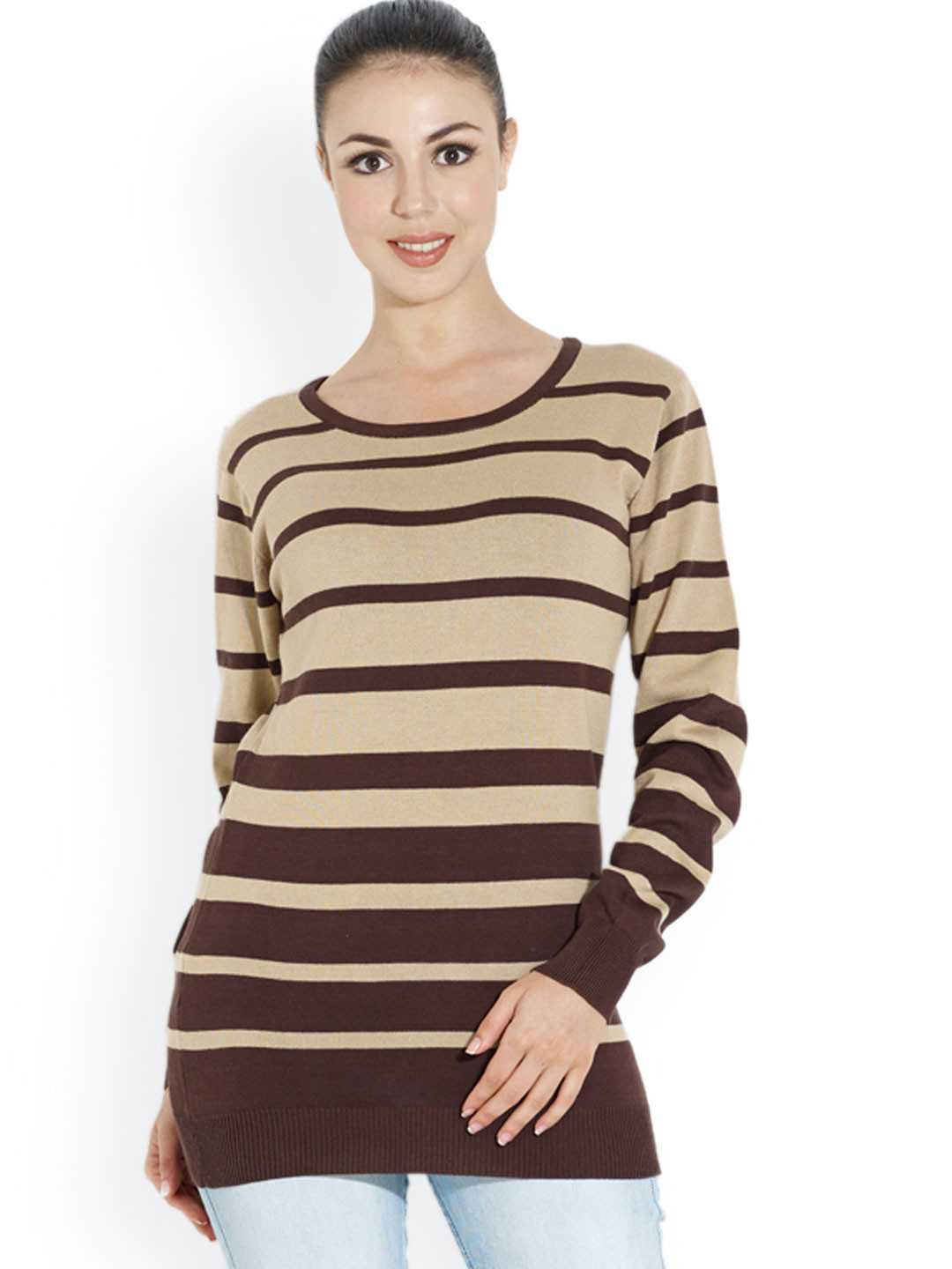 

Noi Brown Striped Sweater