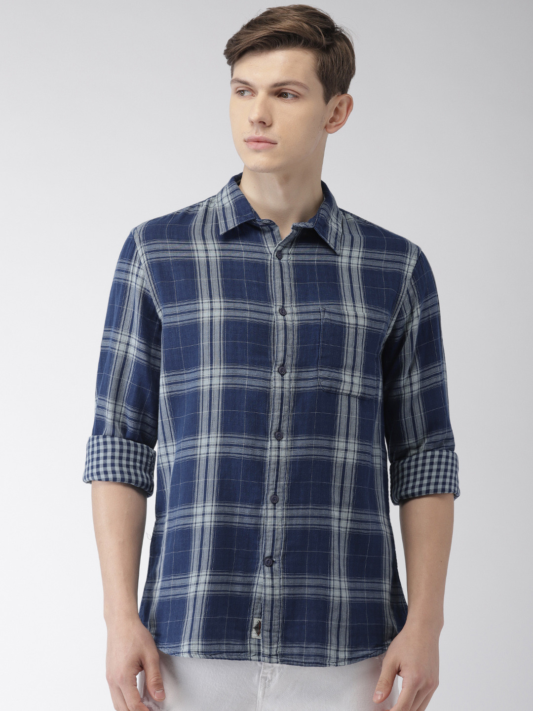 

Celio Men Blue Checked Casual Shirt