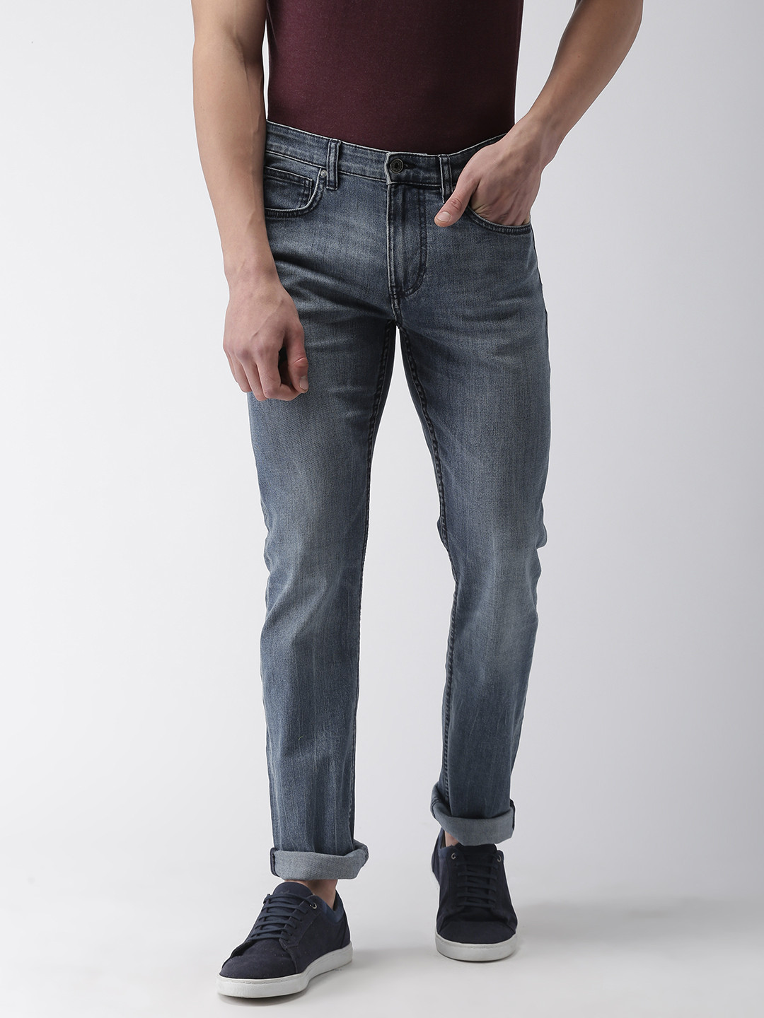 

Celio Men Blue Straight Slim Fit Mid-Rise Clean Look Stretchable Jeans