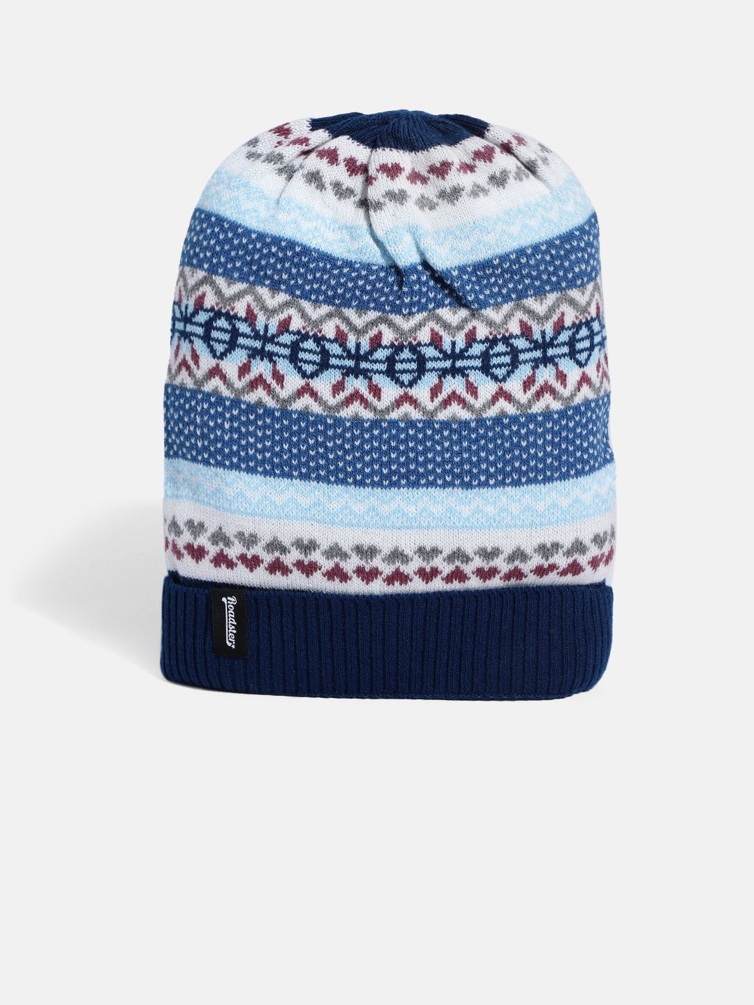 

The Roadster Lifestyle Co Women Blue & White Fair Isle Pattern Beanie