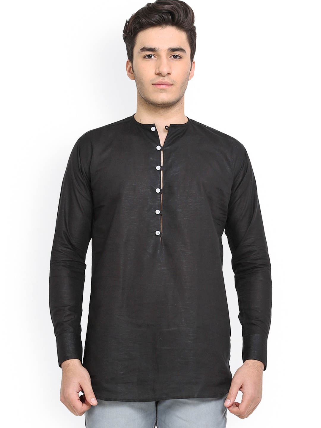 

Shaftesbury London Black Linen New Slim Fit Short Kurta