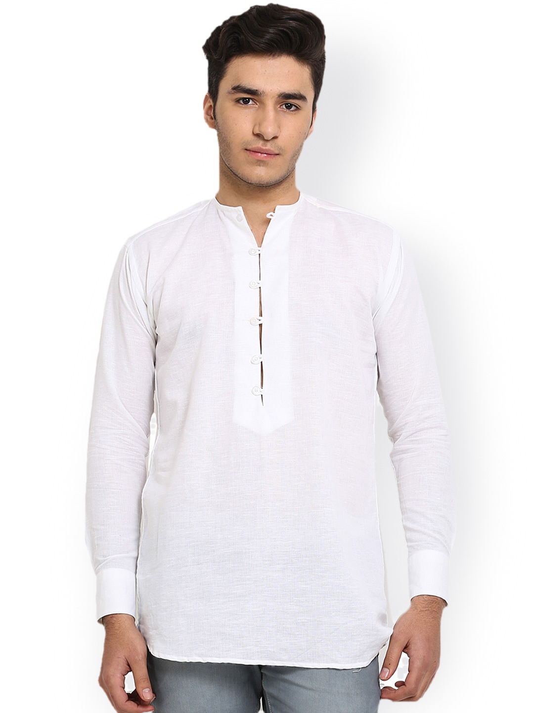 

Shaftesbury London White Linen Slim Fit Short Kurta