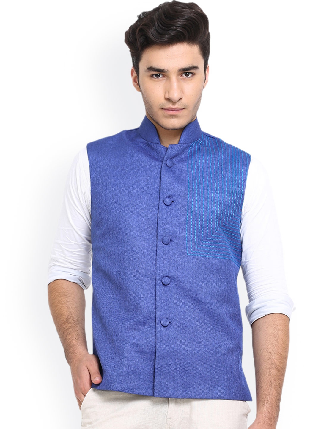 

Shaftesbury London Blue Jute Waistcoat