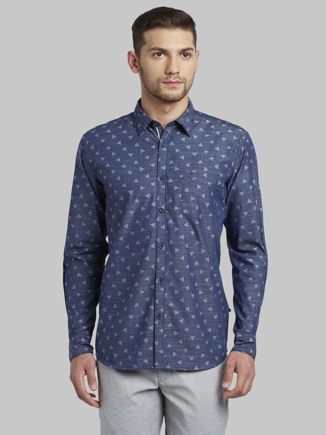 

Parx Men Blue Slim Fit Printed Casual Shirt