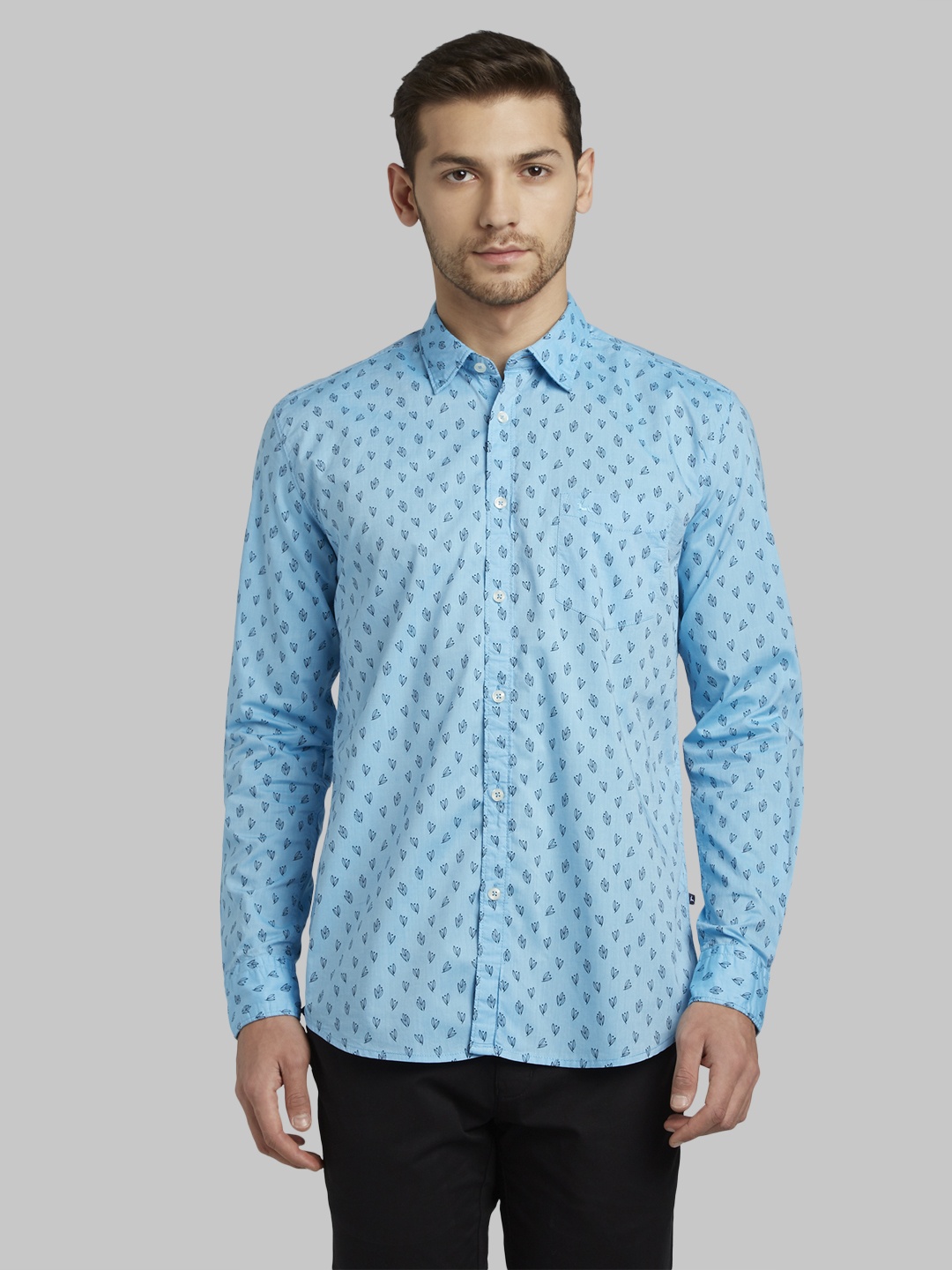 

Parx Men Blue Slim Fit Printed Casual Shirt