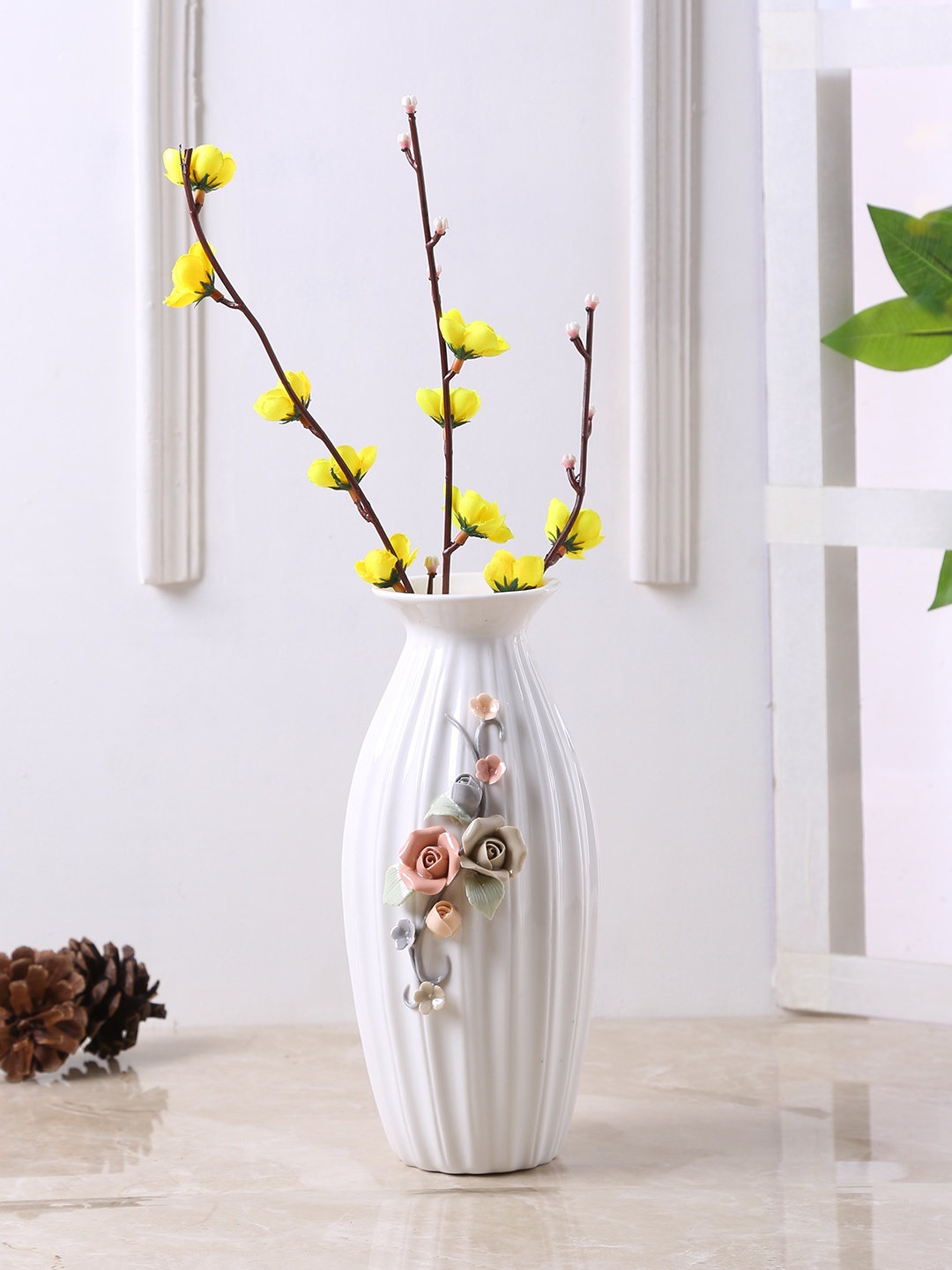 

TAYHAA White Ceramic Flower Handcrafted Vase