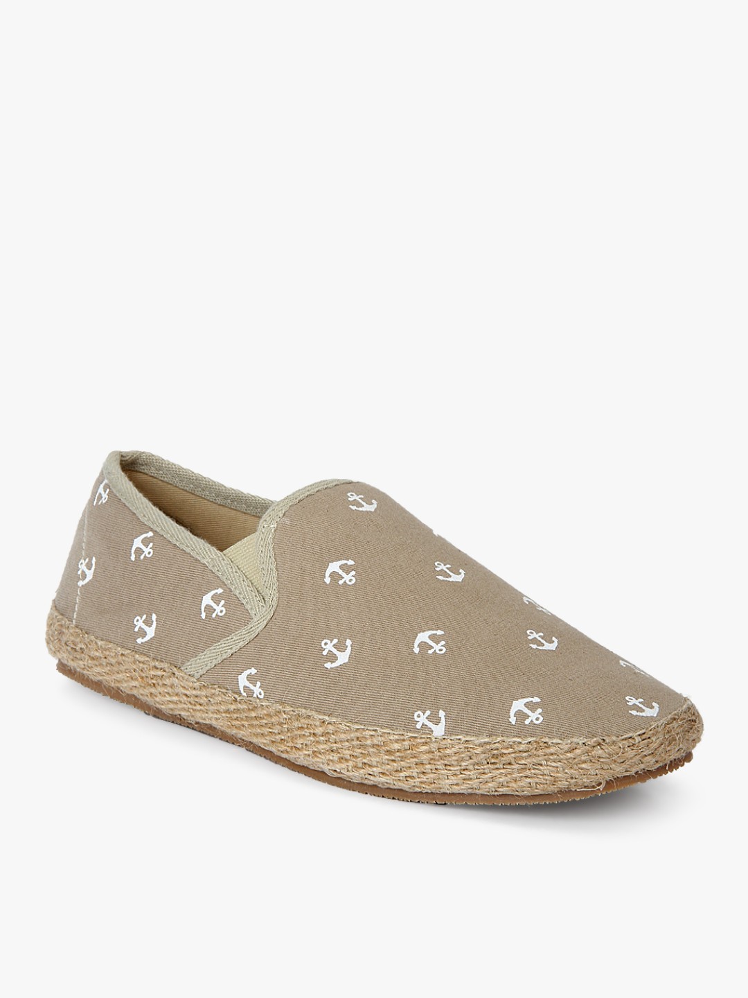 

Beige Striped Espadrille Loafers