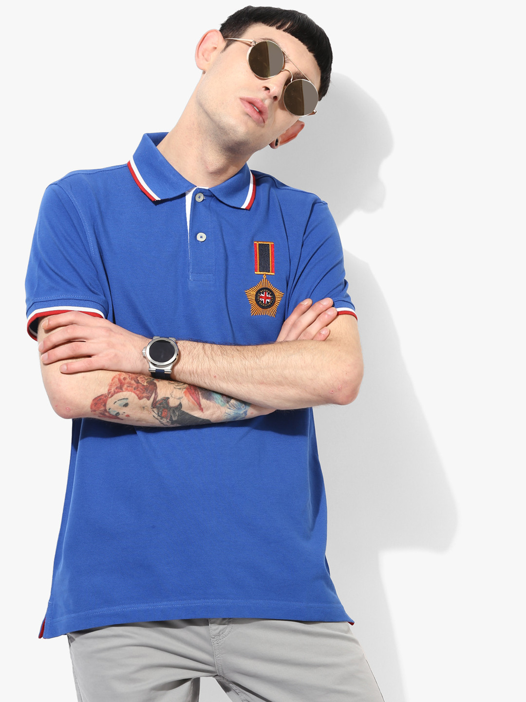 

Blue Solid Slim Fit Polo T-Shirt