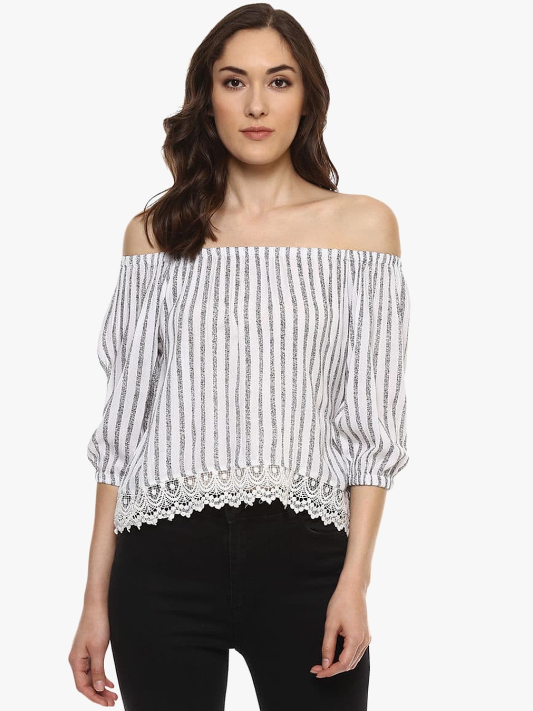 

Off White Striped Blouse