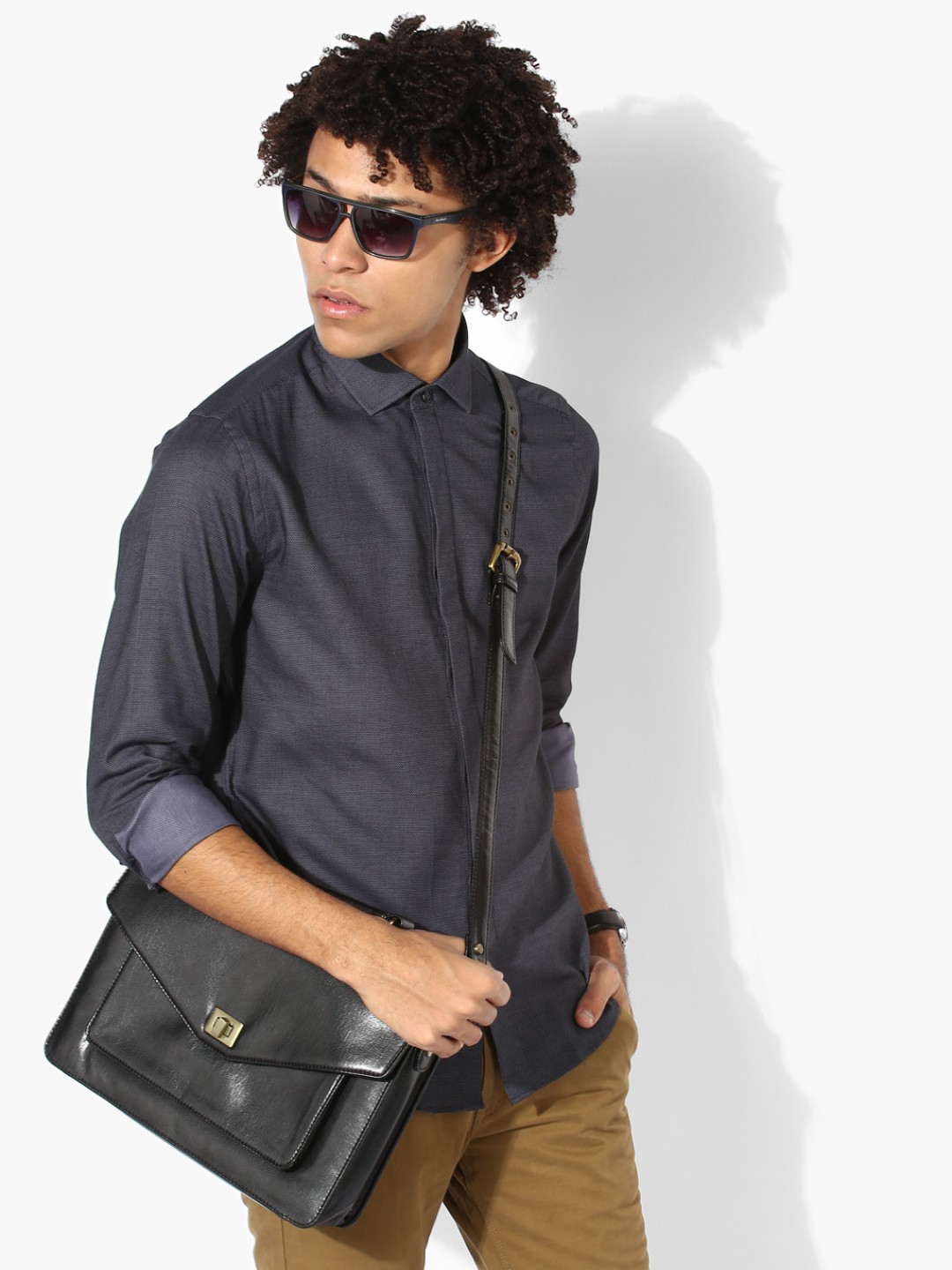 

United Colors Of Benetton Men Grey Textured Slim Fit Casual Shirt