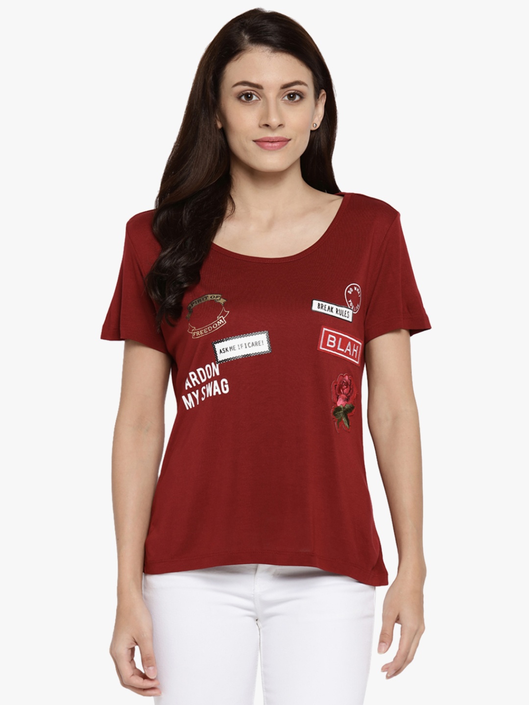 

Maroon Graphic Blouse