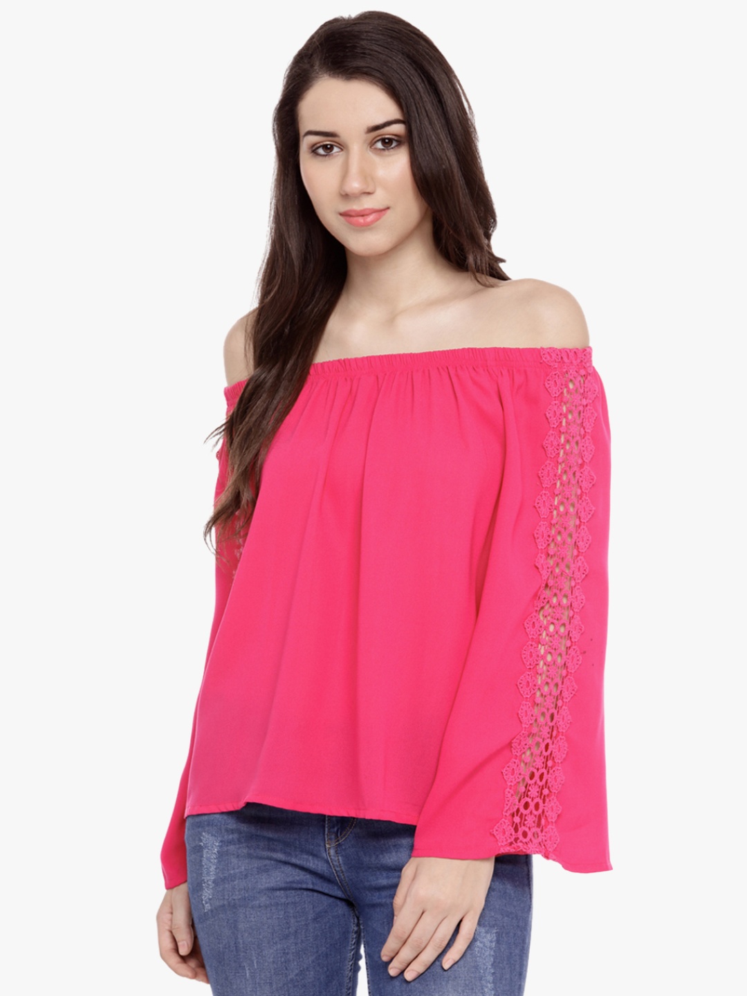 

Annabelle by Pantaloons Women Fuchsia Solid Bardot Top