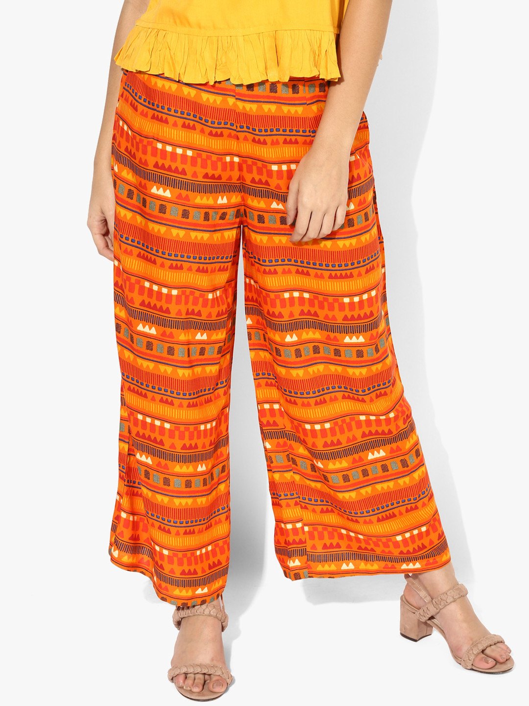 

Orange Printed Regular Fit Palazzo