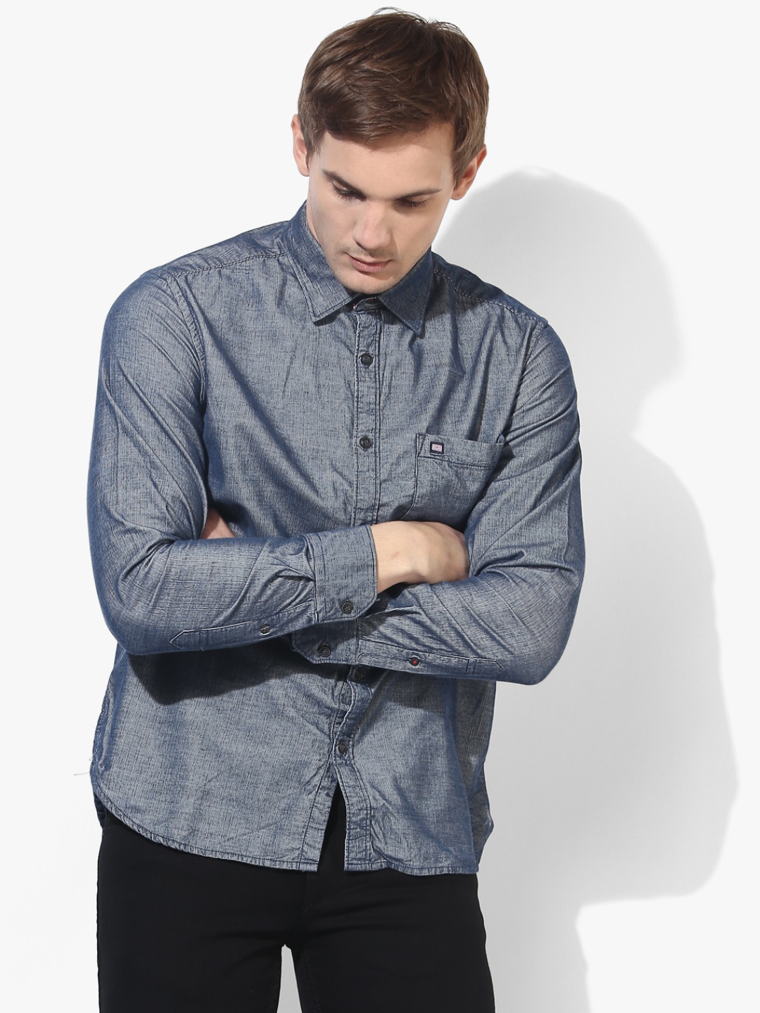 

Grey Textured Slim Fit Casual Shirt