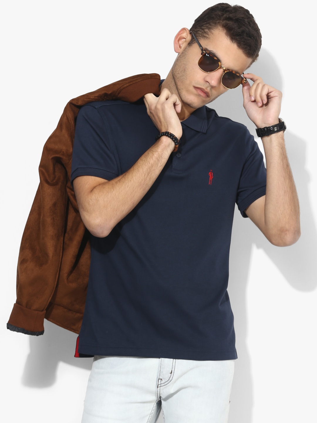 

Navy Blue Solid Regular Fit Polo T-Shirt