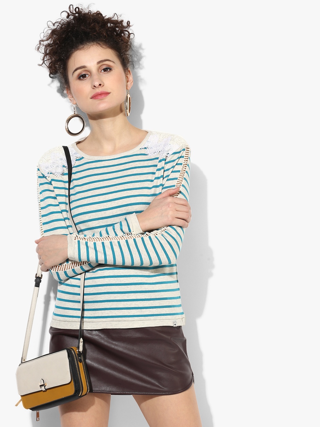 

Monte Carlo Beige & Green Striped Blouse