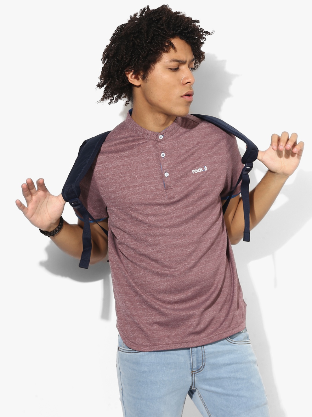 

Mauve Textured T-Shirt