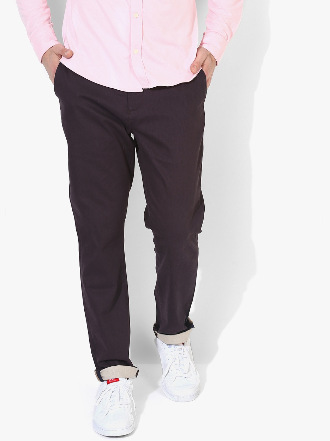 

Purple Solid Slim Fit Chinos