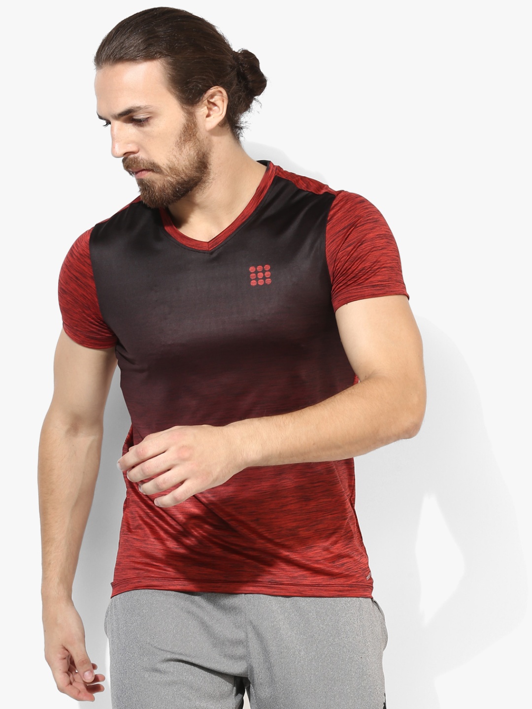 

Maroon Textured V Neck T-Shirt