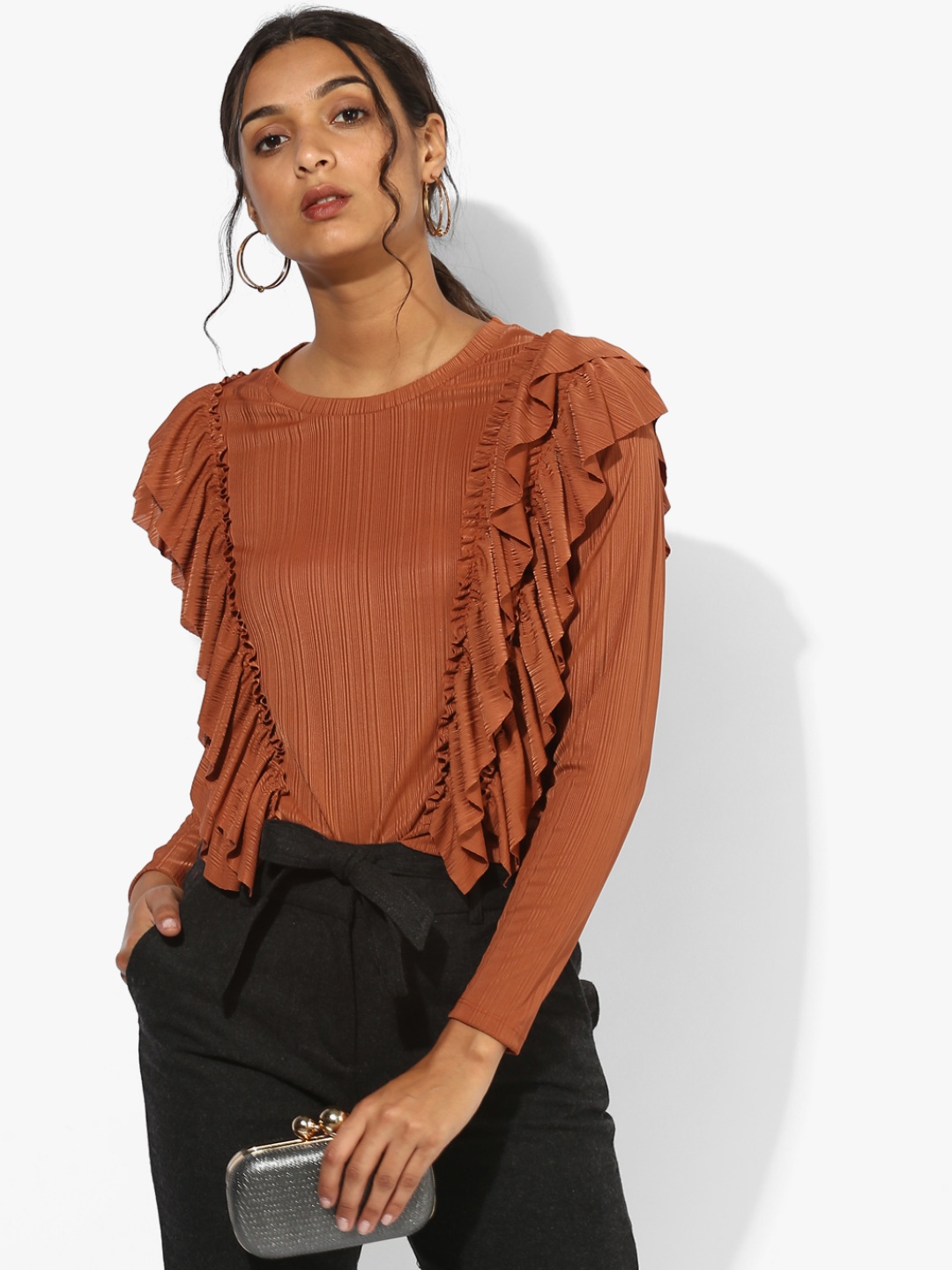 

CAMLA Women Rust Self Design Top