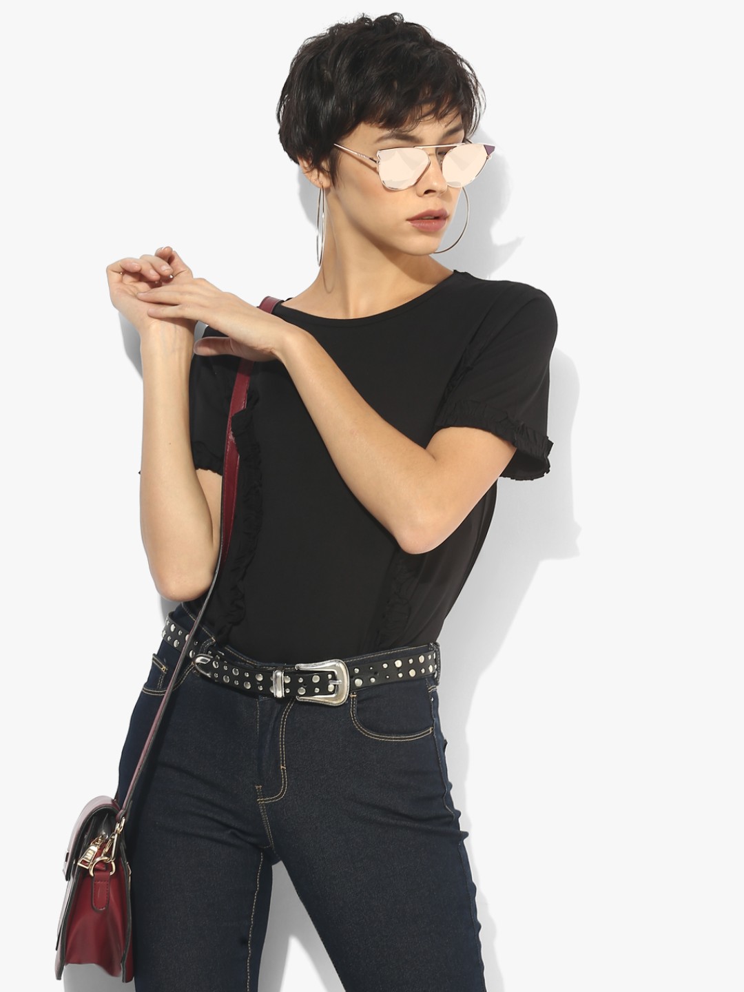 

Black Solid Pure Cotton Top