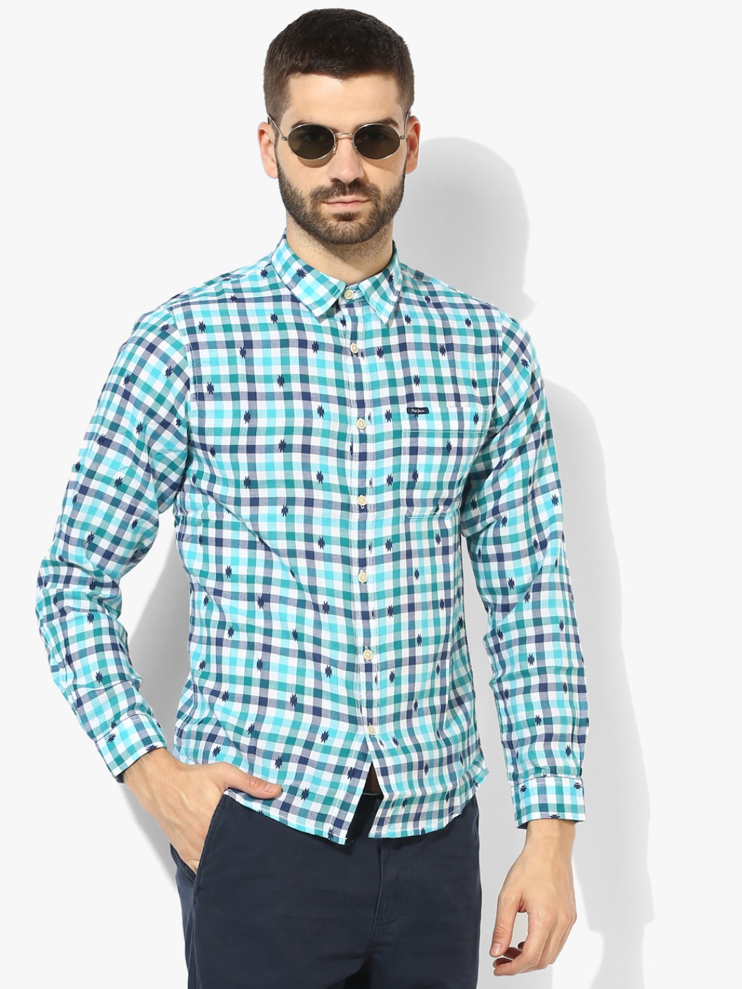 

Blue Checked Slim Fit Casual Shirt