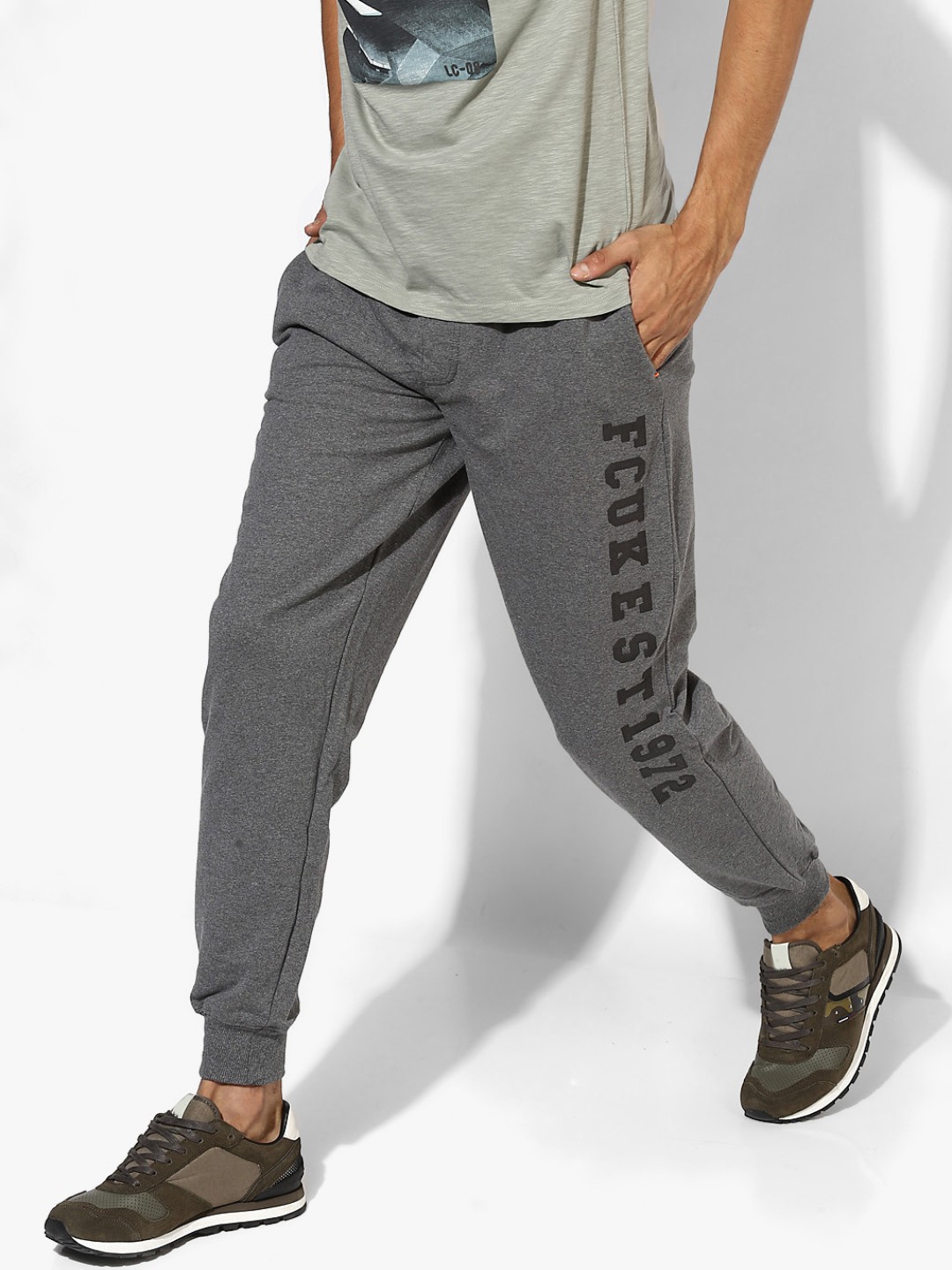 

FCUK Men Grey Printed Track Pants