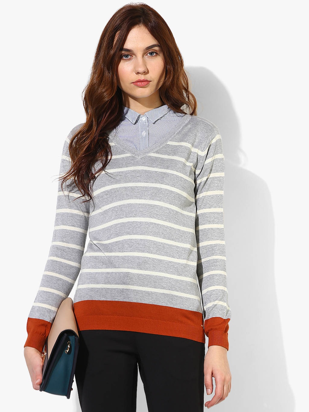 

Grey Striped Sweater