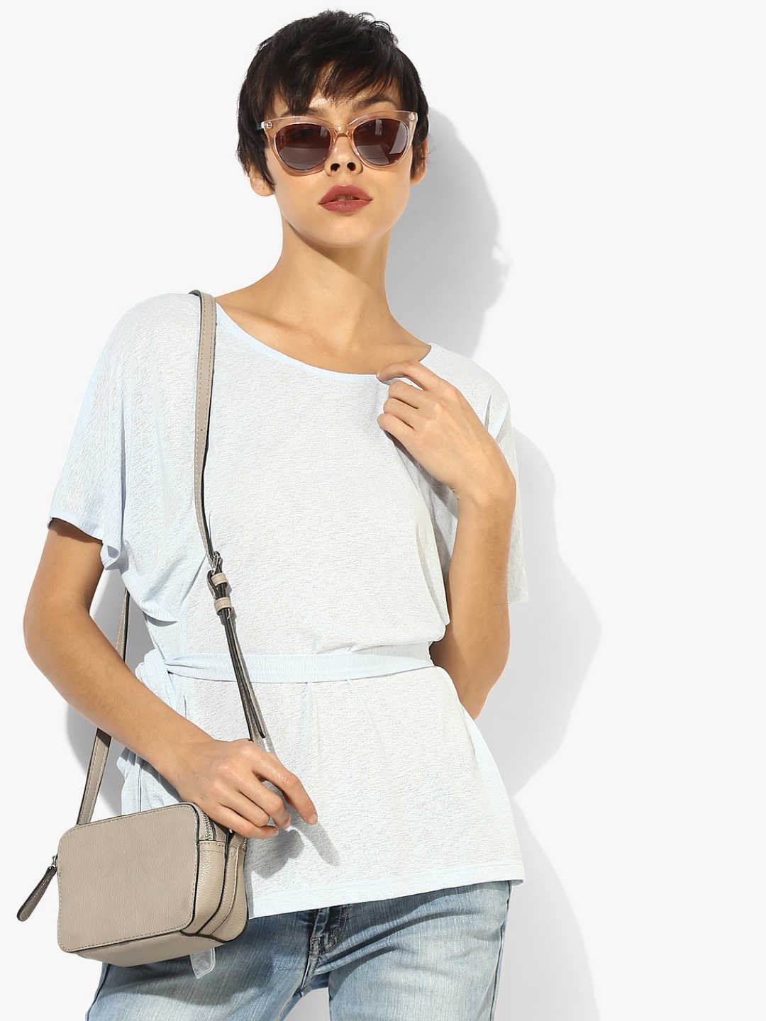 

Light Blue Textured Blouse